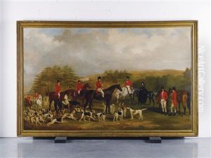 Sir Edmund Antrobus And The Old Surrey Fox Hounds At The Foot Of Addington Hills