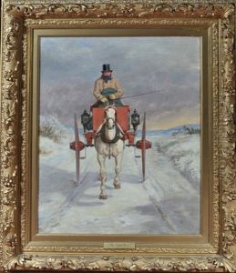 A King's Mail - A Horse Trap On A Winter Road by William Barraud