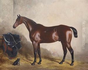 "cricket" And "myrtle": A Dark Bay Horse And A Dog In A Stable by William Barraud