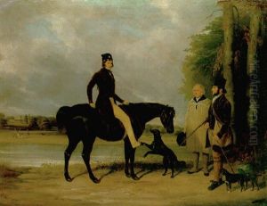 Richard Crawshay, On A Black Pony, Talking To A Gamekeeper And Another Man, With Dogs, In The Grounds Of Ottershaw Park, Chertsey