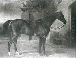 A Saddled Chestnut Hunter In A Courtyard by William Barraud