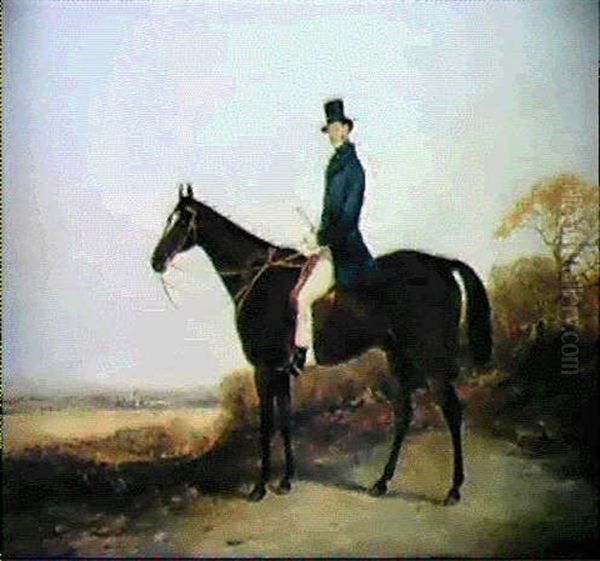 A Gentleman On A Dark Bay Hunter, A Landscape Beyond - view 1