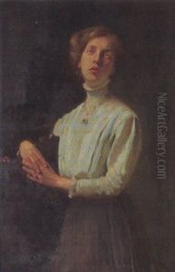 Frau In Weisser Bluse by Herman Barrenscheen