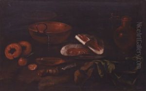 Nature Morte Aux Instruments De Cuisine Et Jambon