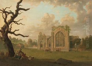 The Ruins Of Melrose Abbey by George Barret