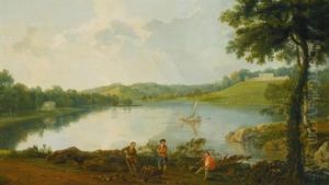 Prospect Of Gatton Park, Surrey (from The Lake, With Rustics In The Foreground)