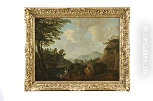 Rocky River Landscape With Figures by George Barret