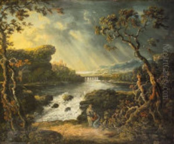 Extensive Landscape With Figures Sheltering - view 1