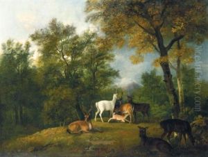 Red Deer Grazing Beneath Trees (collab.w/sawrey Gilpin)