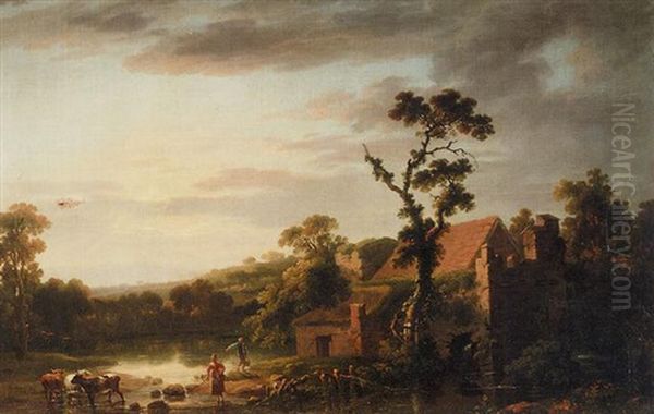 Landscape With Rustics And Cattle By A House In The Foreground - view 1