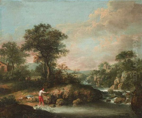 Angler An Einem Wildbach - view 1