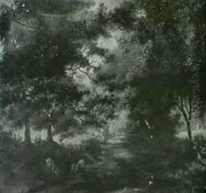 View In The Home Park; And A Wooded Landscape by James Barret