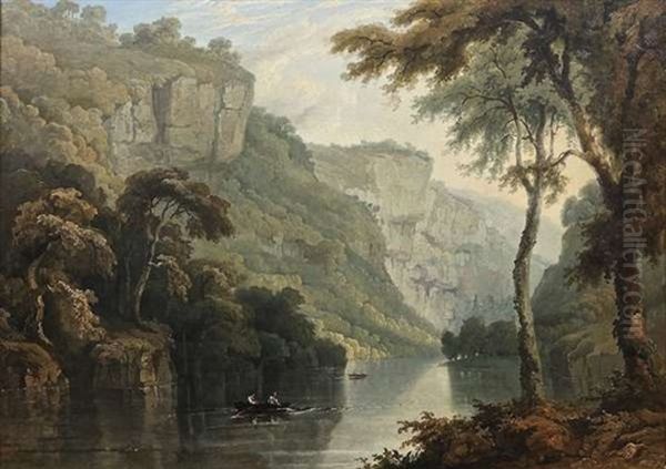 River Landscape With Two Rowing Boats - view 1