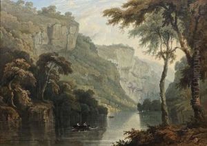 River Landscape With Two Rowing Boats by George Barrett Jr.