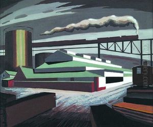 Gas Works And Railroad Bridge, Poughkeepsie, New York, 1930-35 by Thomas Weeks Barrett