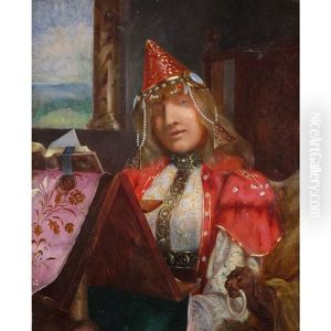Young Jewish Woman In Traditional Dress And Wearing A Hennin by Felix Joseph Barrias