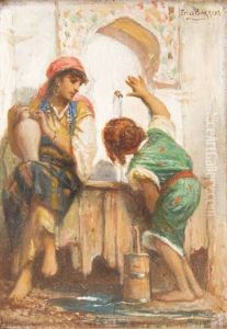 Enfant A La Fontaine by Felix Joseph Barrias
