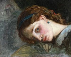 Tete Dune Jeune Femme, Etude Pour La Conjuration Chez Les Courtisans by Felix Joseph Barrias