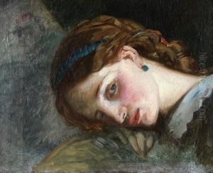 Tete D'une Jeune Femme, Etude Pour La Conjuration Chez Les Courtisans by Felix Joseph Barrias