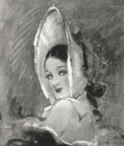 Lady In Blue Bonnet by William Henry Barribal