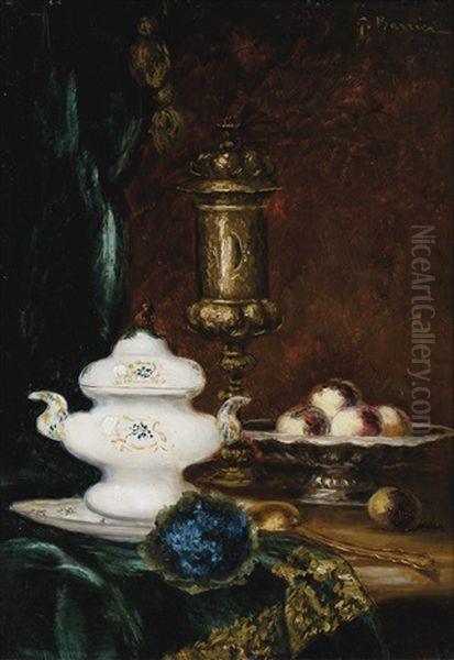 Nature Morte A La Soupiere Et A La Corbeille De Peche, Nature Morte Au Sucrier Et Au Citron (pair) - view 1