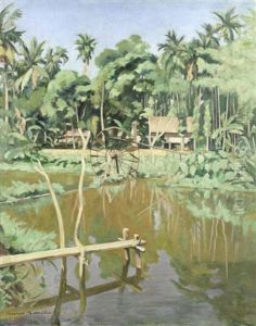 Village Scenes, Laos, A Pair by George Barriere