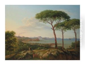 Vue Du Golfe De Naples Et De La Ville De Pouzzoles. Effet Du Matin by Prosper Francois Irenee Barrigues de Fontainieu