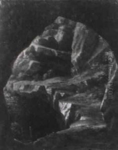 Paysage De Rochers Vu D'une Grotte by Prosper Francois Irenee Barrigues de Fontainieu
