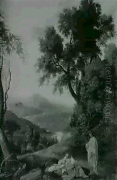 Paysage Classique Avec Groupe De Personnages, Inspire D'un Tableau De La Hyre - view 1