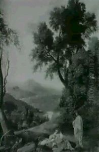 Paysage Classique Avec Groupe De Personnages, Inspire D'un  Tableau De La Hyre by Prosper Francois Irenee Barrigues de Fontainieu