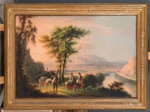Paisaje Rondeno Con Bandoleros by Manuel Barron y Carrillo