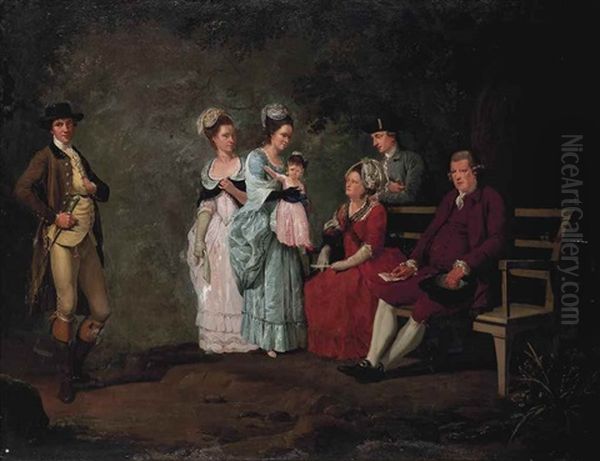 Portrait Of The Perry Family In A Wooded Landscape - view 1