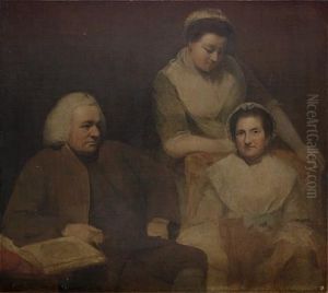 Portrait Of Dr. Samuel Johnson And His Wife, Elizabeth, Seated, With A Maidservant Standing Behind
