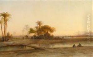 Vue De Birket El Sab, Egypte by Francois (Pierre Bernard) Barry