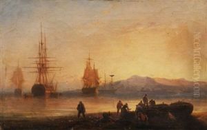 Caravelles Dans La Rade by Francois (Pierre Bernard) Barry