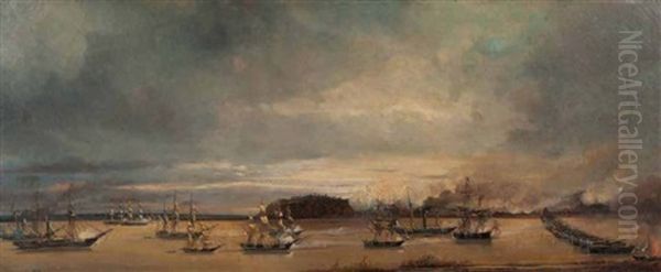 Le Combat Naval Devant Punto Obligado Le 20 Novembre 1845 (sketch) - view 1
