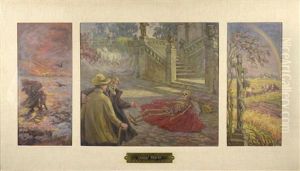 Dream Of The Night From The 25th To 26th Of July 1914 (triptych) by Josef Barta