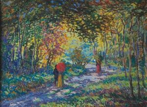 Autumn Walk In The Park by Josef Barta