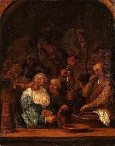 Peasants Carousing In A Tavern by Daniel Adriaensen