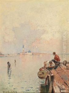 Fishermen On A Wooden Jetty Near Venice