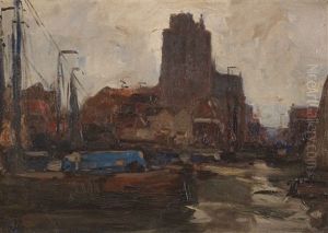 Der Hafen Von Dordrecht Mit Der Grote Kerk by Hans Von Bartels