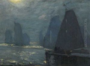 Fischerboote Im Mondschein by Hans Von Bartels
