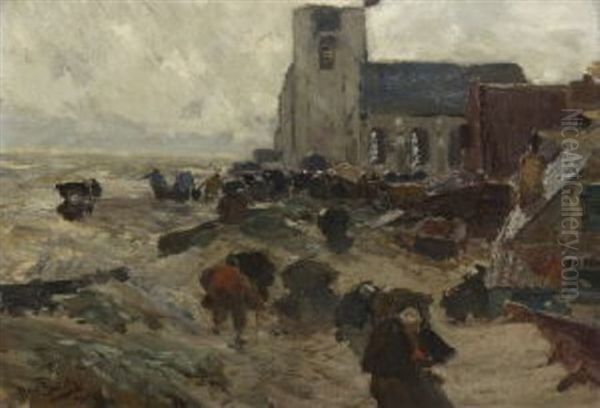 Hollandisches Kustendorf Im Sturm (katwijk?) - view 1