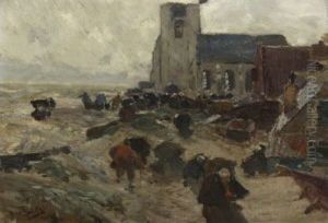 Hollandisches Kustendorf Im Sturm (katwijk?)