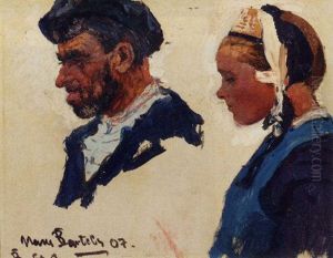 Portraitstudies: Fisherfolk From St. Guenole, Brittany by Hans Von Bartels