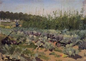 Gemusegarten Mit Krautkopfen Und Bohnenstangen by Hans Von Bartels