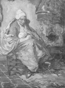 Wetnurse And Child Near Hearth