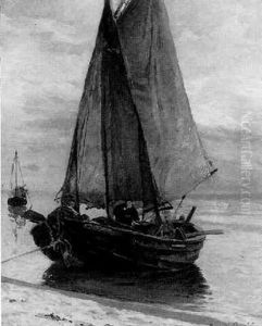 Ein Fischerboot Am Ostseestrand by Hans Von Bartels