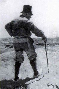 A Man In The Dunes Of Katwijk by Hans Von Bartels