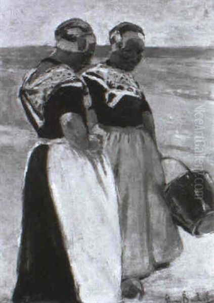 Zwei Hollandische Fischerfrauen In Den Dunen - view 1